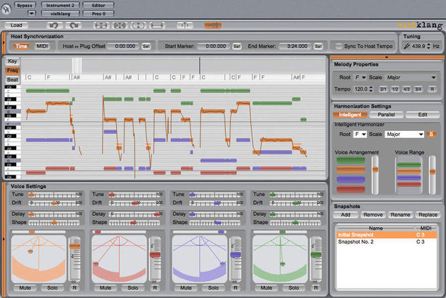 blank The main display is the piano roll Pitch View.